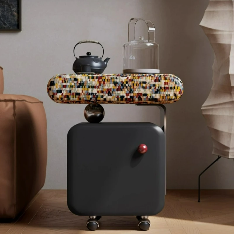 

Italian minimalist style sofa side table living room villa movable cart art with kettle tea table