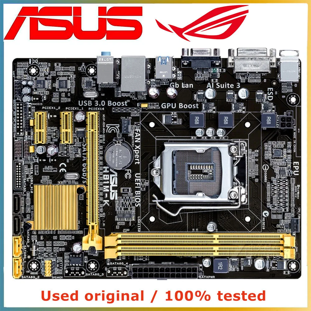 

For ASUS H81M-K Computer Motherboard LGA 1150 DDR3 16G For Intel H81 Desktop Mainboard SATA III PCI-E 3.0 X16