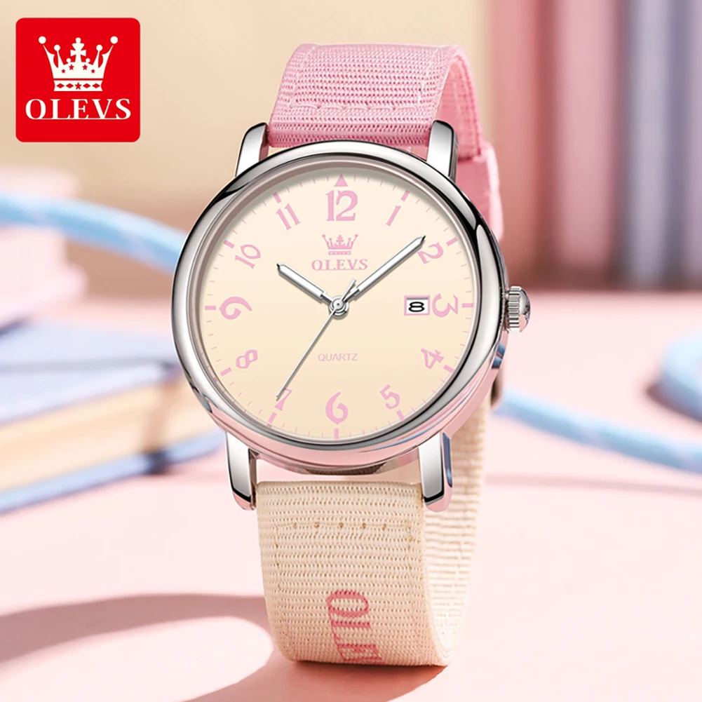 OLEVS 2991 Women Watches Elegant Casual Fashion Quartz Watch Waterproof Date Watches For Women Nylon Strap Original Brand