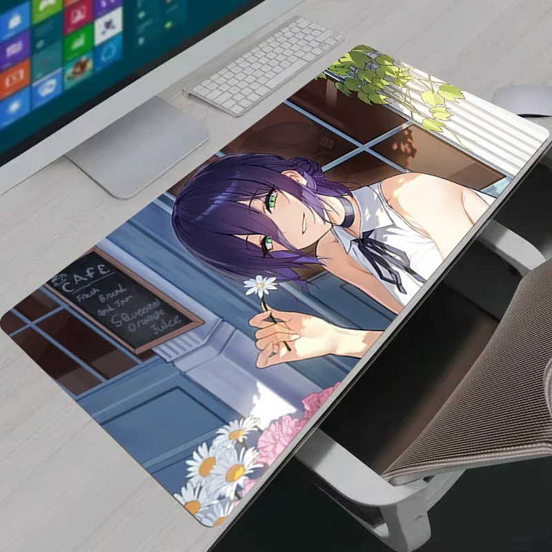 CIFBUY Chainsaw Man Reze Large Gaming Mouse Pad Non Slip Rubber Desk Mat Lock Edge Keyboard Mouse Mat