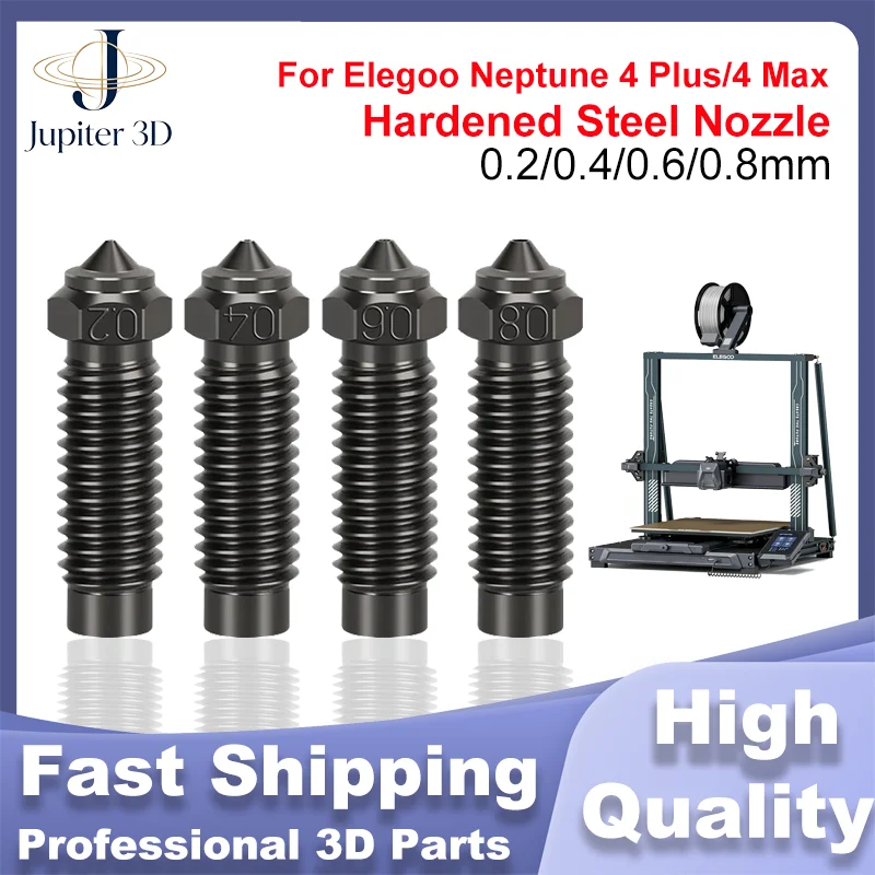 For Elegoo Neptune 4 Max Hardened Steel Nozzle Upgraded 0.2 0.4 0.6 0.8 Neptune 4 Plus Kit Nozzle High Speed Nozzles Top Quality