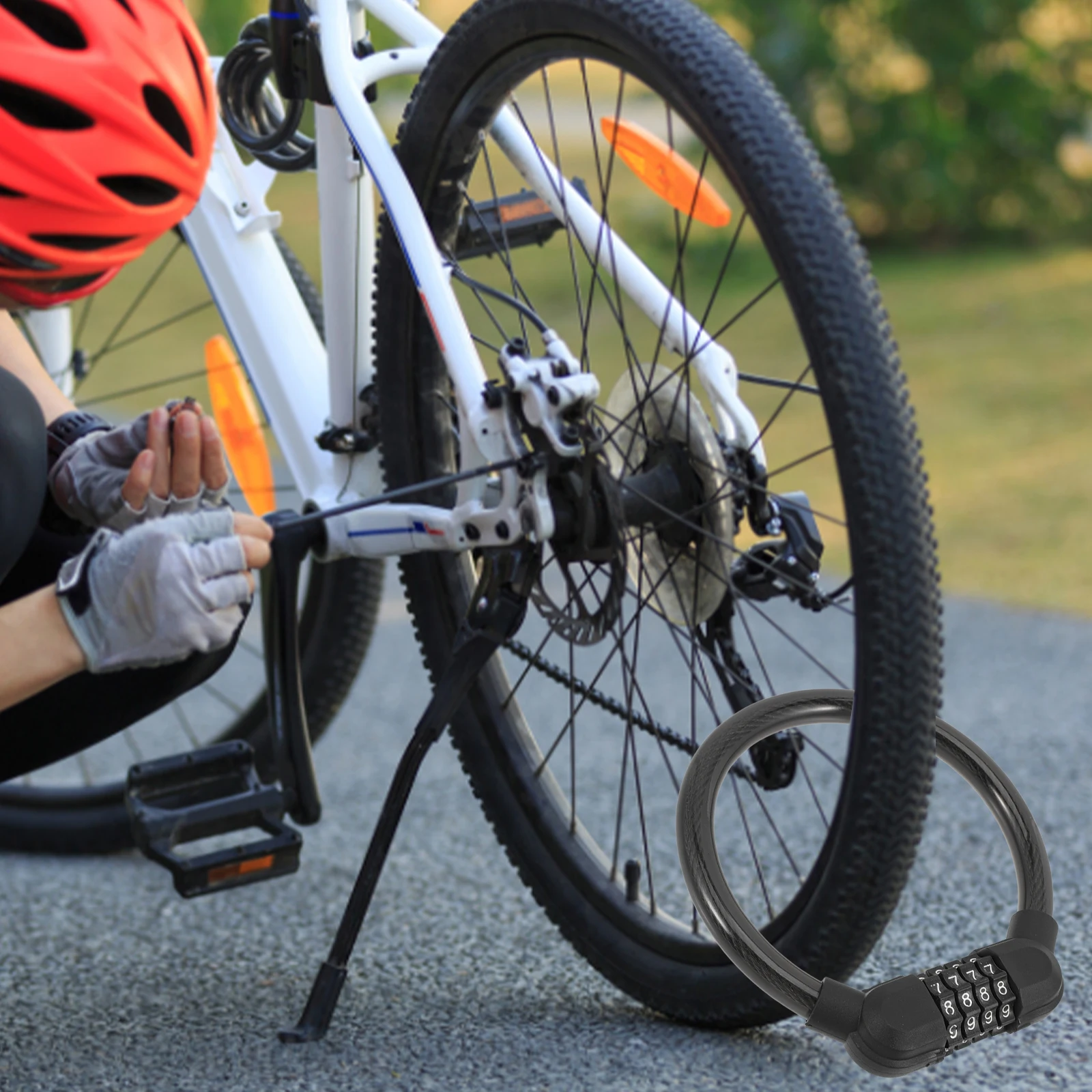 

Four Password Lock Bike Accessories Wear Resistant Cable Sturdy Motorcycle Security Reusable Cycle Daily Outdoor Lock