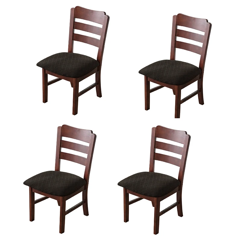 

4 PCS Removable Washable Stretch Jacquard Chair Seat Covers Anti-Dust Dining Room Chair Covers Seat Cushion Slipcovers