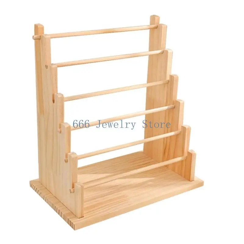 منظم مجوهرات خشبي مصنوع يدويًا F2TD مع حامل عرض بقاعدة ثابتة مع حبيبات طبيعية للأساور والإكسسوارات