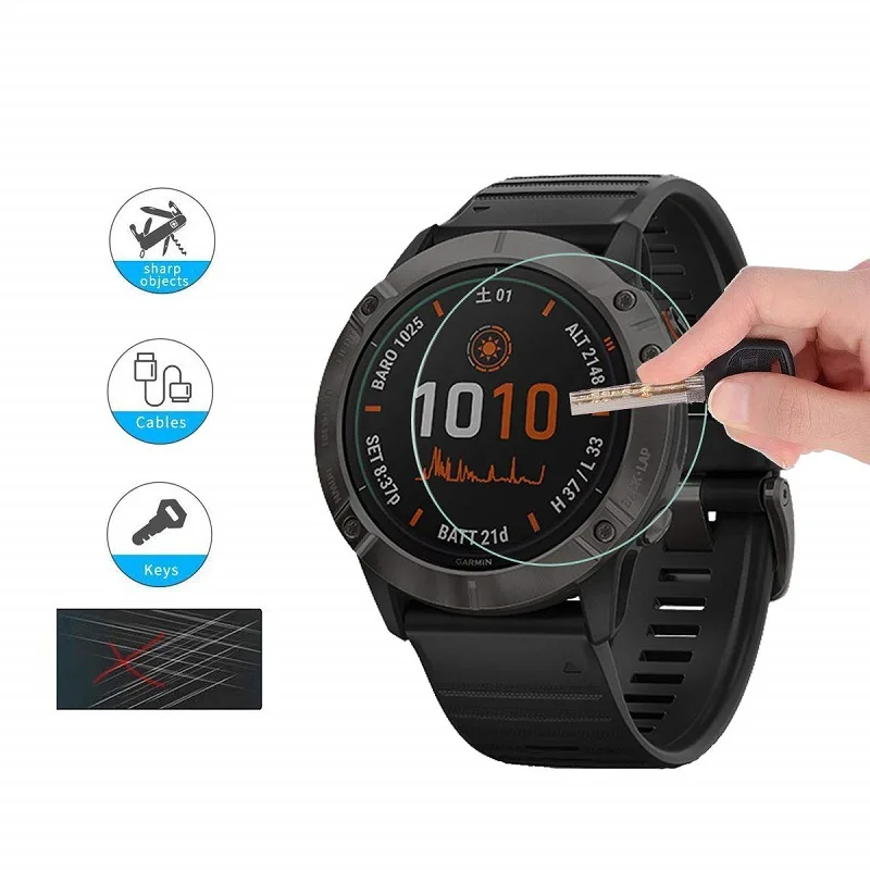 FIFATA 2Pcs HD Tempered Glass Protective Film For Garmin Fenix 6 6S 6X 5 5S 5X/Forerunner 245 945/Vivoactive 3 Watch Screen Film