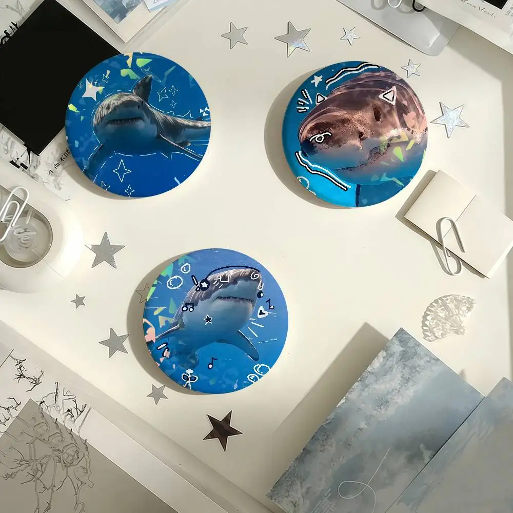 Shark Exploring the Sea Laser Badge Creative Pins Brooch for Bag Clothes Hat Decor Gifts Fans Collect