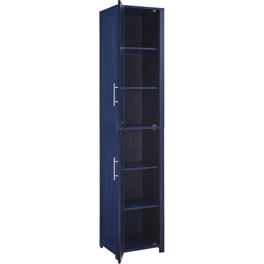 Laundry and Bathroom Linen Storage Cabinet with Shelves, Navy Blue image 5