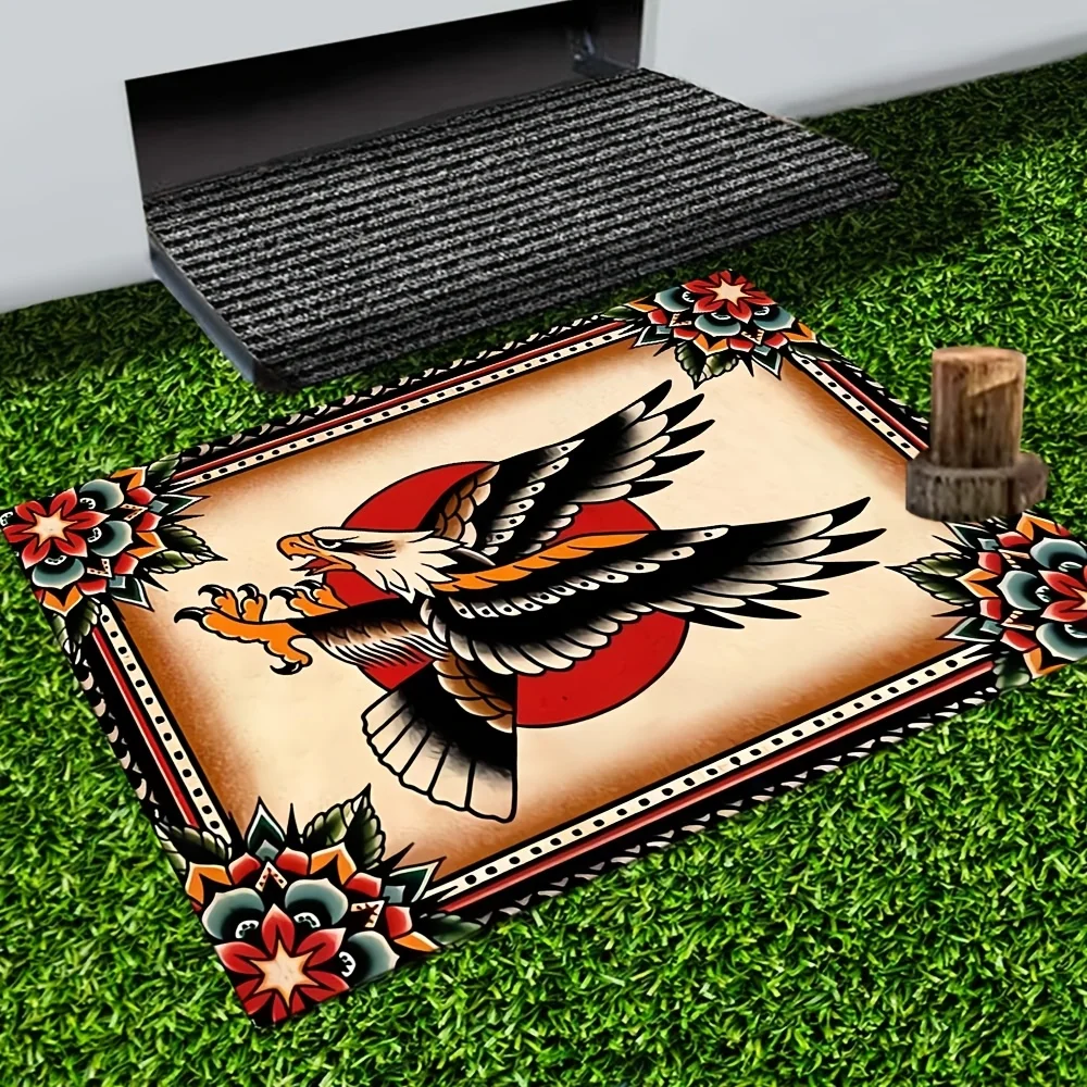 VIKAMA Eagle Pattern Tent Footprint Outdoor Rug Entryway Decor Doormat Non-Slip Stain-Resistant Floor Mat Home Decor