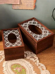 1pc Wooden Cherry Blossom Tissue Box Cover Napkin Holder Storage Box Gift-Idea Creative Wood-Made