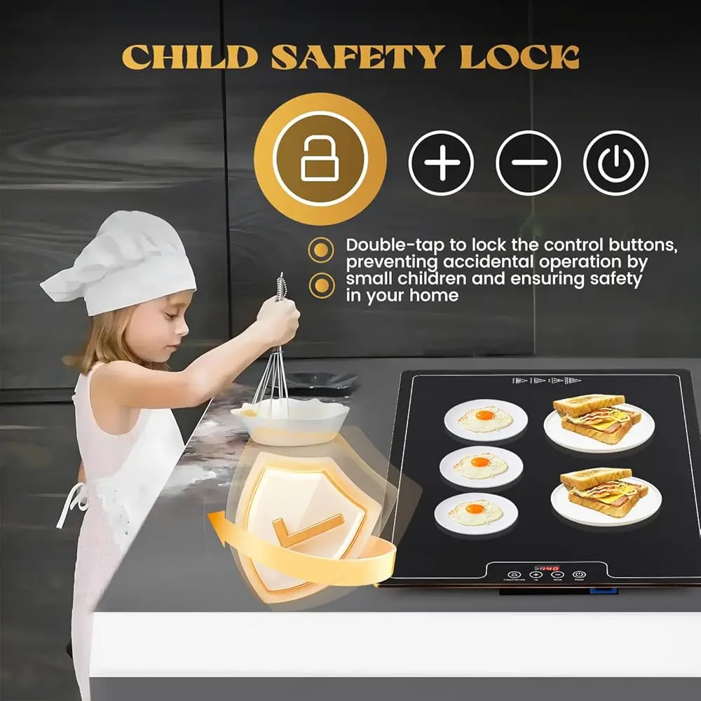 104℉-284℉ Electric Warming Tray Temperature Adjustable Food Warming Mat With Even Heated Glass Surface, 6 Preset Modes & Timer