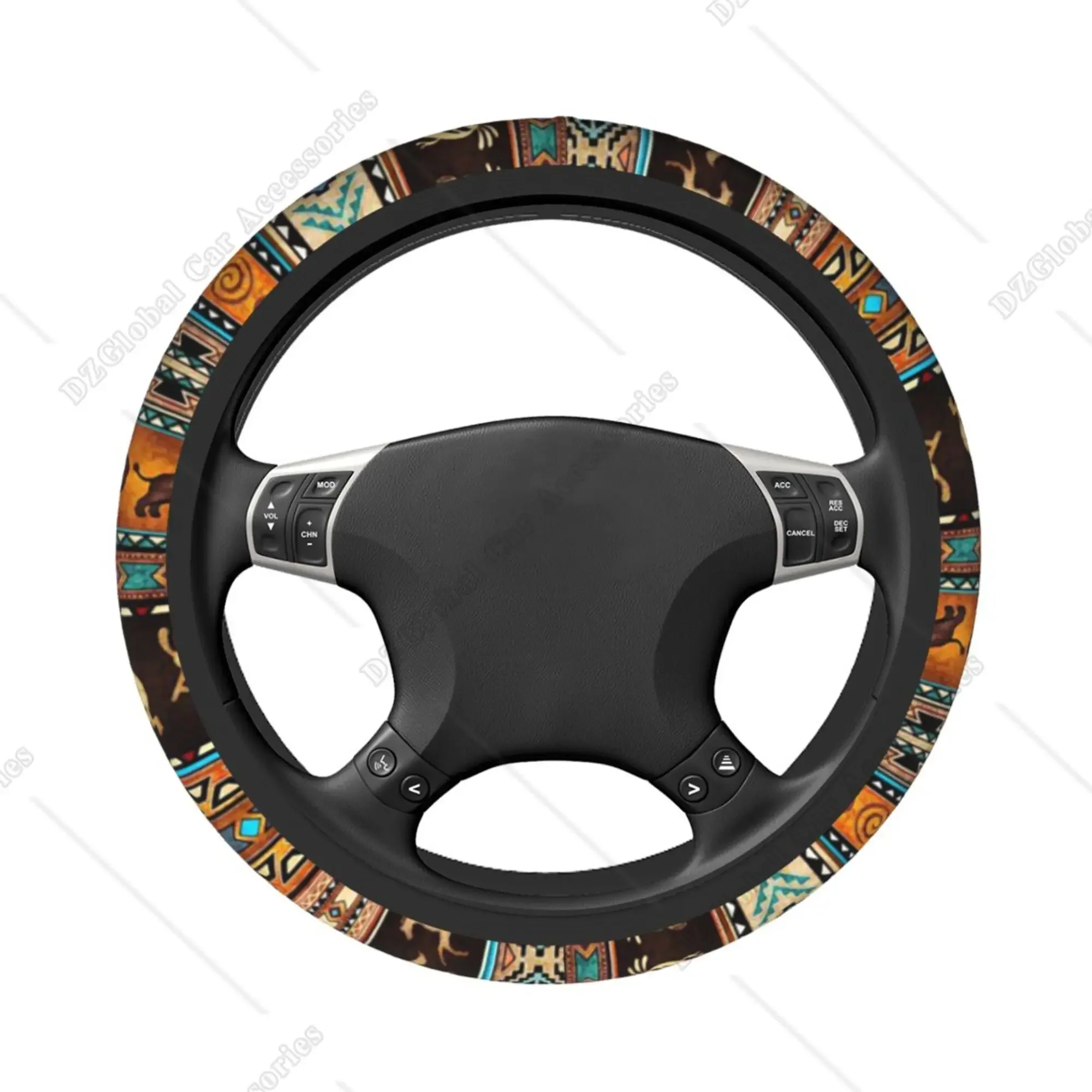 Coprivolante modello etnico Boho 15 pollici in neoprene antiscivolo coprivolante universale per donna/uomo decorazione auto