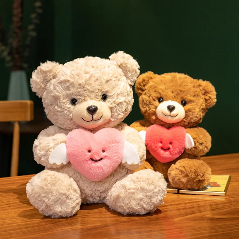 Ours en peluche au beurre pour enfants, petit ours au beurre, animal en peluche au beurre, cadeau romantique pour la journée de la Leon, cadeau mignon pour enfant, ange tenant un cœur