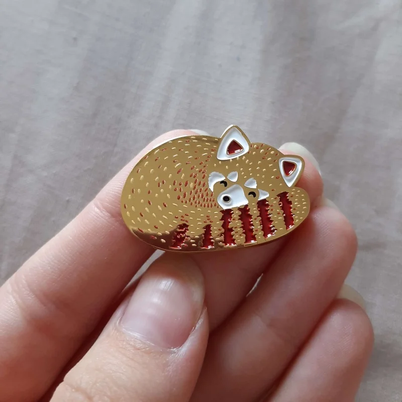 Cute Red Panda Hard Enamel Pins Sleeping Animal Badge Women\'s Brooch Lapel Pin for Backpack Clothes Gifts Jewelry Accessories