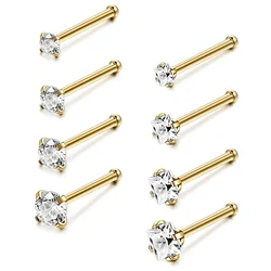 Drperfect Hypoallergenic Nose Rings Studs Surgical Stainless Steel Cubic Zirconia Labret Nose Piercing Jewelry for Women Men