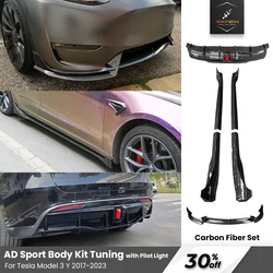 Tesla 2023 Carbon Fiber AD Sport Body Kits Bumper Lip Rear Diffuser Spoiler Tuning Accessories For Tesla Model 3 Y 2017- 2023