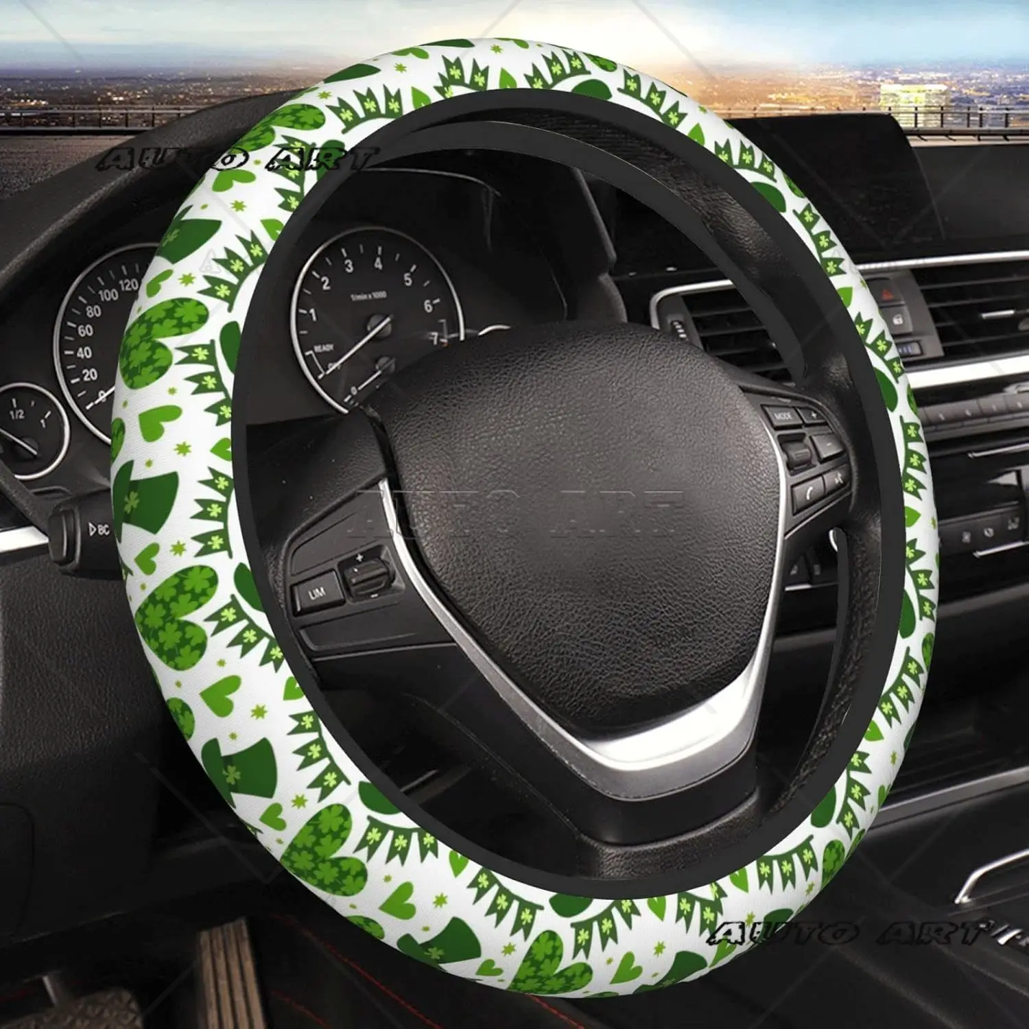 

St. Patrick's Day Steering Wheel Cover Women Universal Soft Anti Slip Cute Steering Wheel Covers Durable Car Accessories Decor