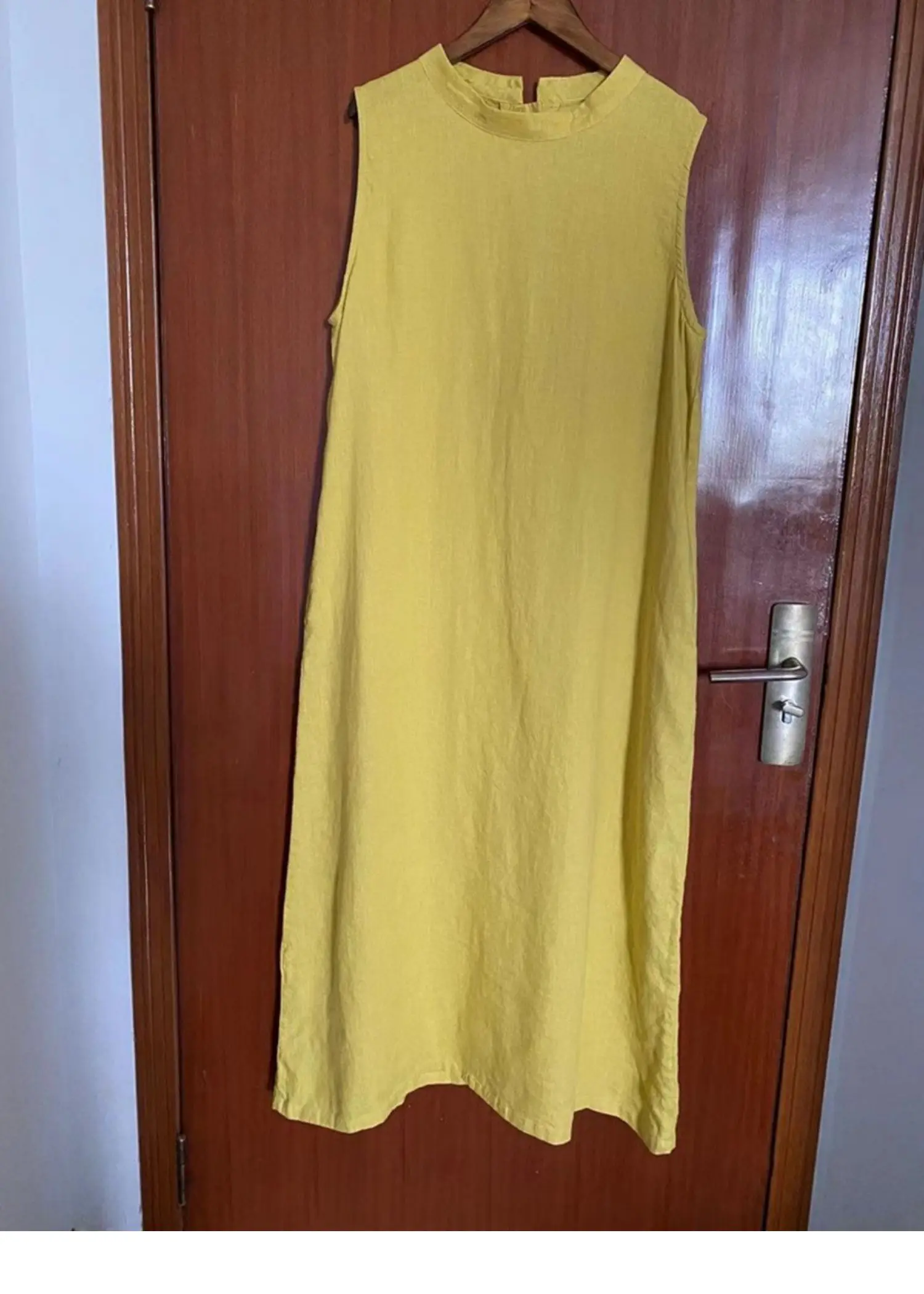 Abito Vintage in cotone e lino solido O collo abito donna Casual allentato Oversize canotta prendisole femminile confortevole abito elegante 2024 nuovo X1320