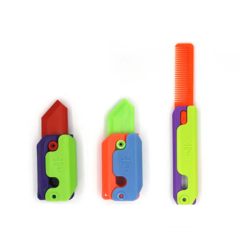 

5pcs Set 3D Printing Luminous Gravity Radish Knife Cub Comb Mini Model Pendant Push Card Decompression Toy