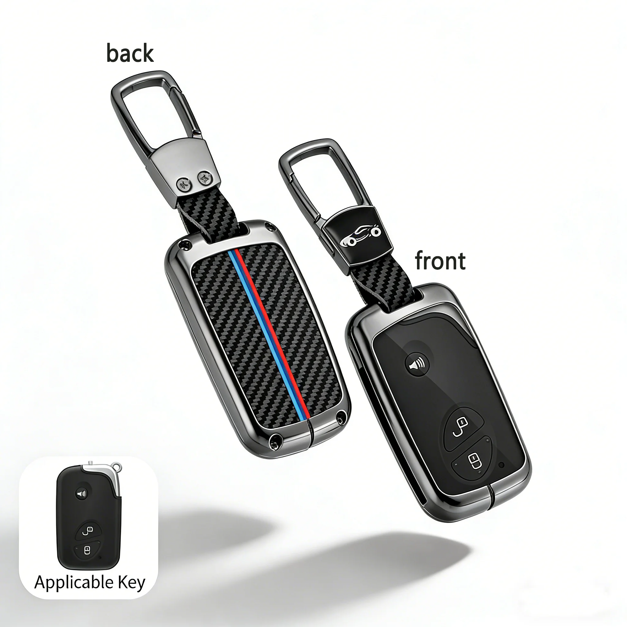 

Чехол для автомобильного ключа из углеродного волокна и металла для BYD F3 S6 G3 L3 S7 F0, 3-кнопочный выкидной/умный защитный чехол для ключа с брелоком, полный комплект