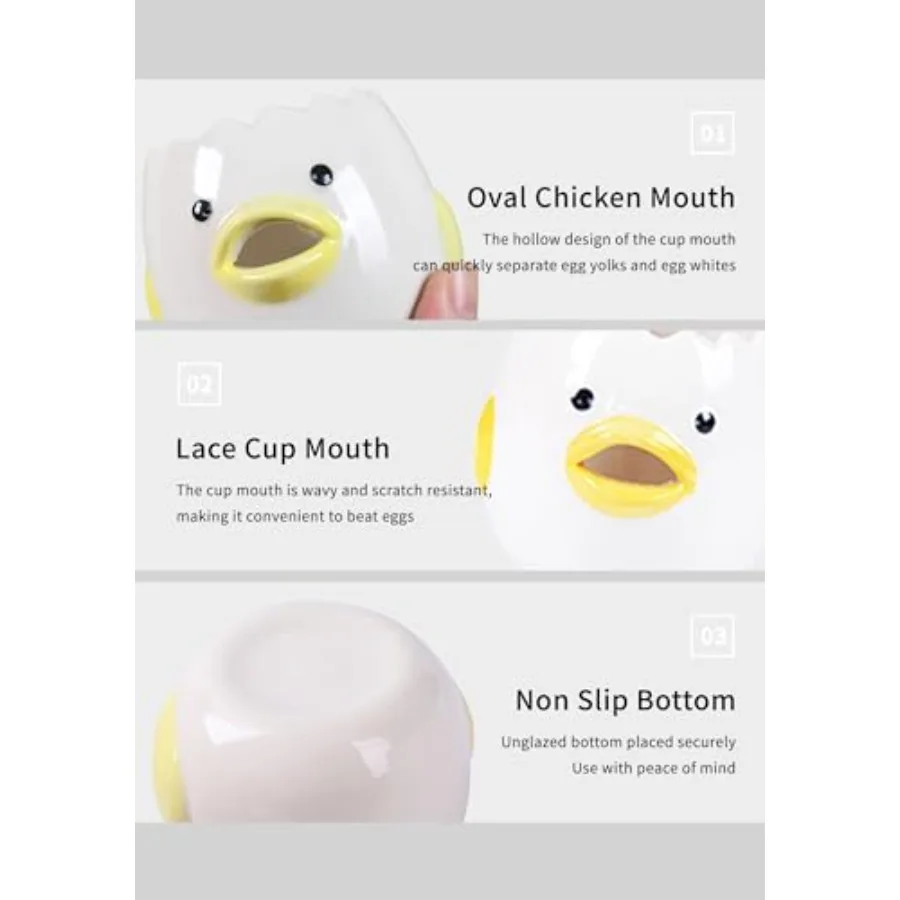 2個パック キュートなセラミック製卵分離器 キッチン用 楽しい小さなひよこデザイン 卵黄と卵白を簡単に分離 コンパクトで効率的
