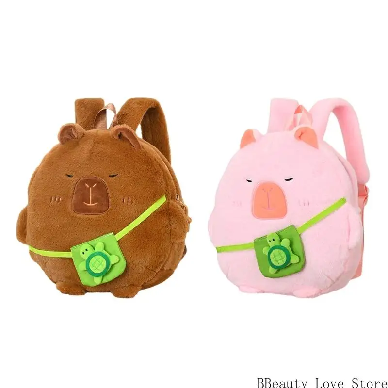 

Cartoon Turtles Capybara Backpack Travel Bag Daypack Plush Capybara Backpack Funny Capibala Bag Casual Bag for Womens