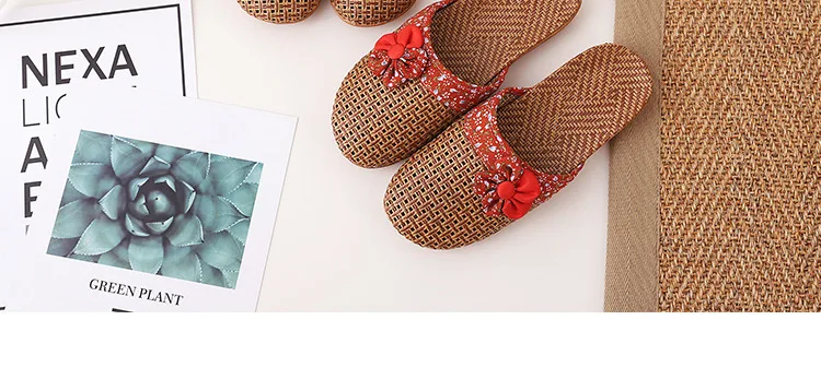 2022 neue Leinen Hausschuhe Frauen Sommer Bambus Matten Haus Hausschuhe Holzboden Schuhe Frauen Eva weiche Sohle Strand Hausschuhe Schuhe Frauen – Detail 19