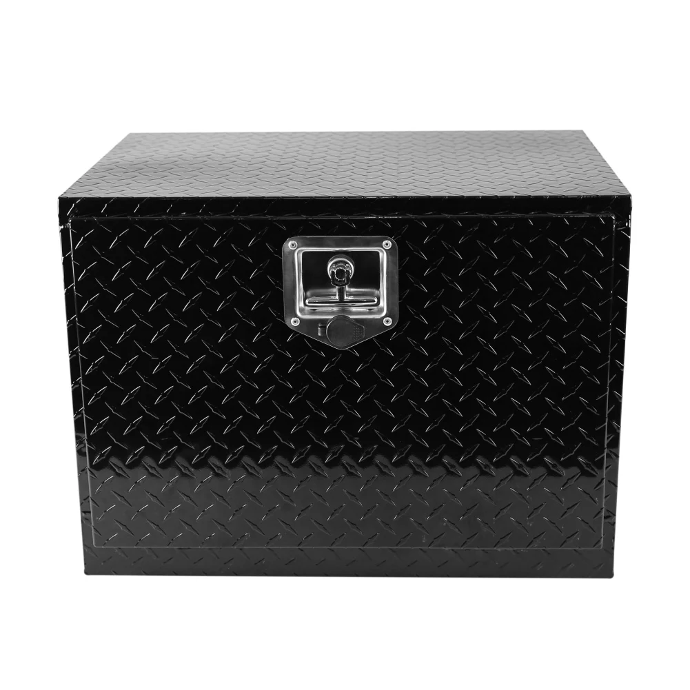 24 Inch Underbody Truck Tool Box Heavy Duty Aluminum Stripe Plating Truck Tool Chest Box Lockable Waterproof Storage Organizer