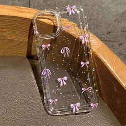 Colorful Bow Print Clear Case For Samsung Galaxy S24 S23 S22 Ultra Plus S20 S21 FE A55 A35 A15 A34 A54 5G Shockproof Phone Cover