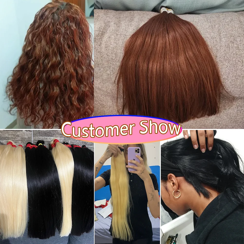 Cabello 100% humano para trenzar, extensiones de cabello liso sin trama, n. ° 33, n. ° 613, naranja jengibre, vietnamita, virgen, Remy, rojo y marrón