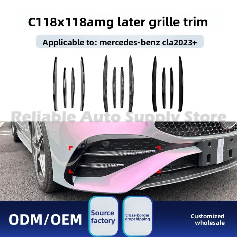 For Mercedes-Benz CLA Class C118 X118 AMG Line 2023+ Front Splitter Grille Trim Sticker Decal Upgrade Stylish Durable Design