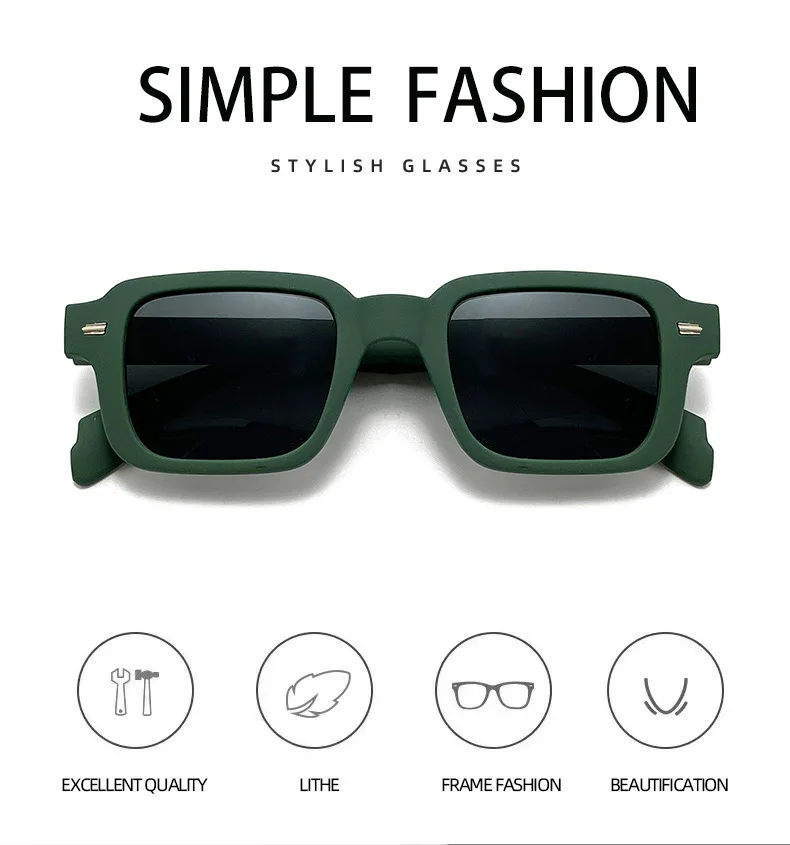 Neue Vintage Quadratische Sonnenbrille für Damen und Herren Marken-Rechteck-Sonnenbrille Ovale Brillen für Männer und Frauen – Detail 3