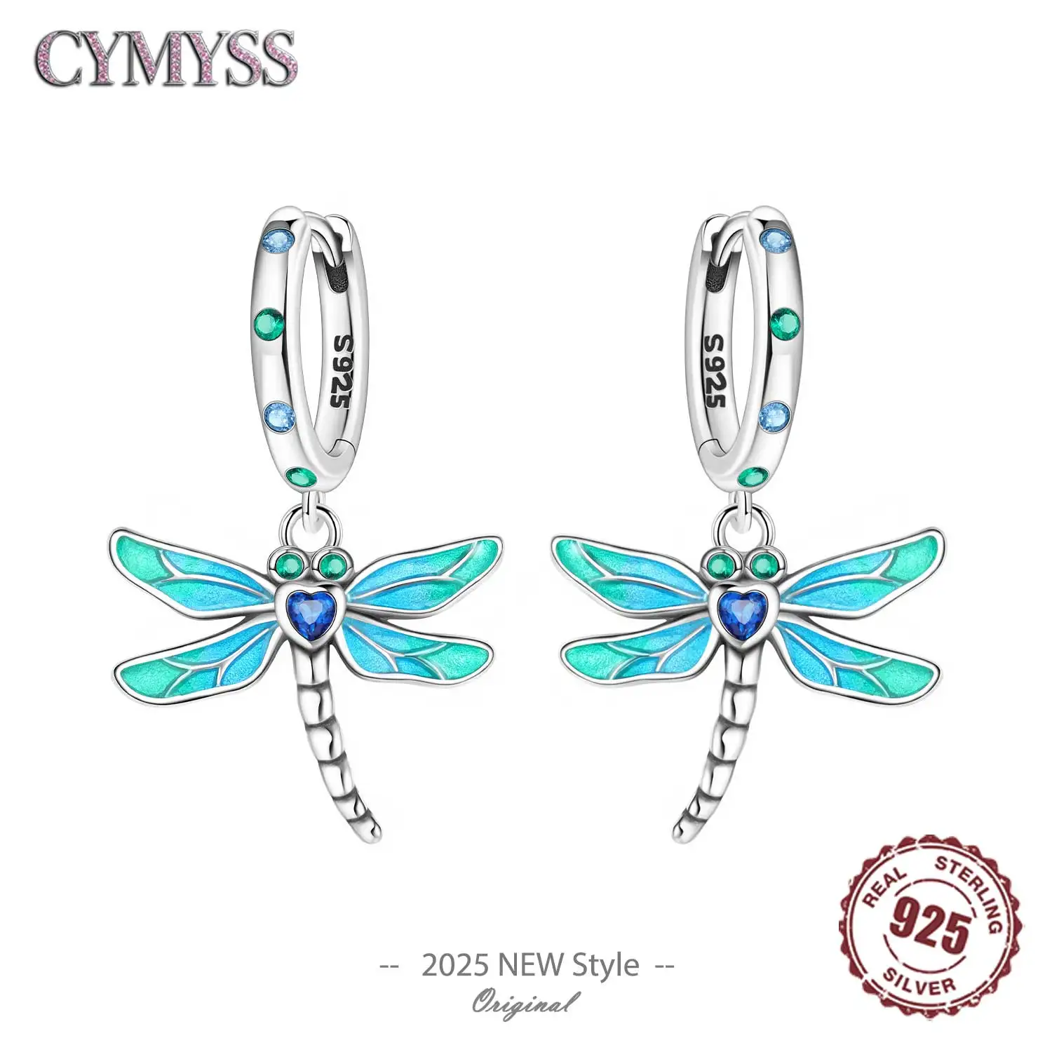 

Original 2025 S925 Sterling Silver Zirconia Butterfly Gradient Dragonfly Earrings Women's Earring Jewelry Birthday Party Gift