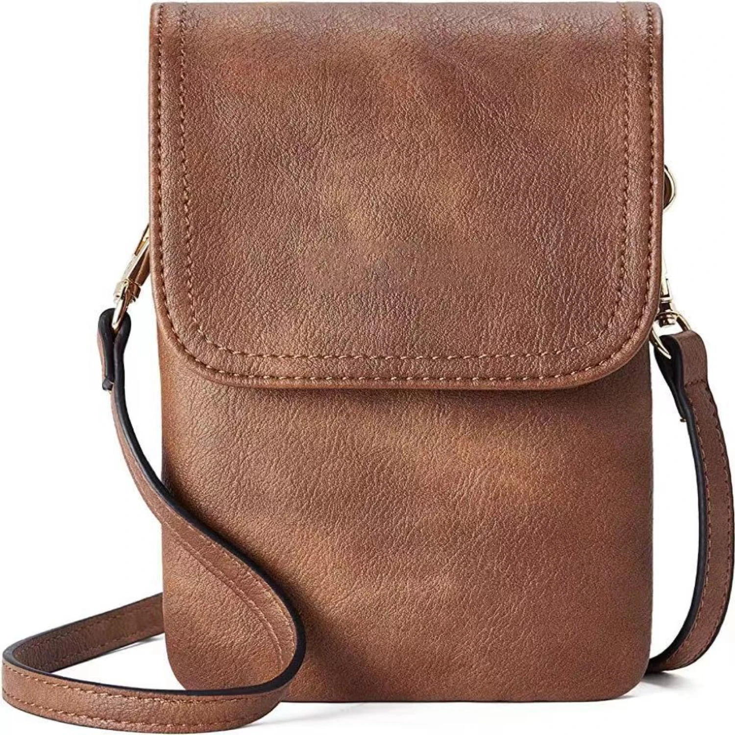 Chic Faux Leather Crossbody Bag with Card Slots - Adjustable Strap for Women