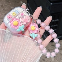 Korean Flowers Floral Case For Lenovo LP40 Pro LP40S LP40Pro Soft TPU Clear Protective Earphone Case With Beads Bracelet Pendant