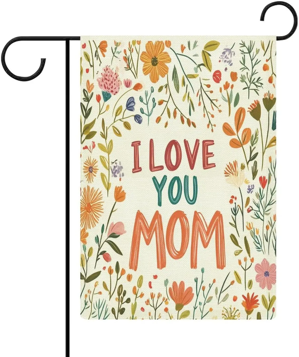 I LOVE YOU MOM Small Garden Flag Double Sided Outside 12x18 Inch Happy Mothers Day Flag Farmhouse Flags for Outdoor Decorati UUX