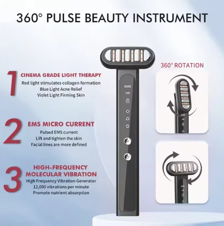 EMS Microcurrent Face Lifting-apparaat Rood licht 360 ° Facial Wand Eye Huidverstrakking Anti-aging Rimpel SPA Huidverzorging Schoonheid