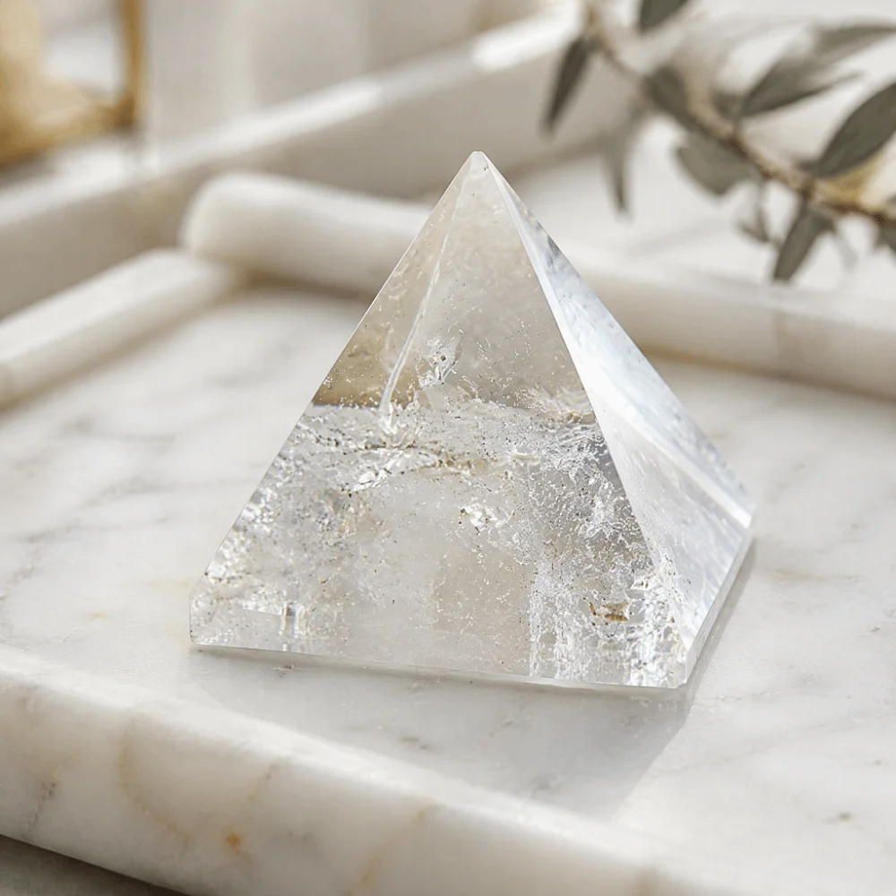 3x3cm Crystal Pyramid Positive Energy White Energy Pyramid Stone Figurine Chakra Reiki Feng Shui Paperweight Home Ornament