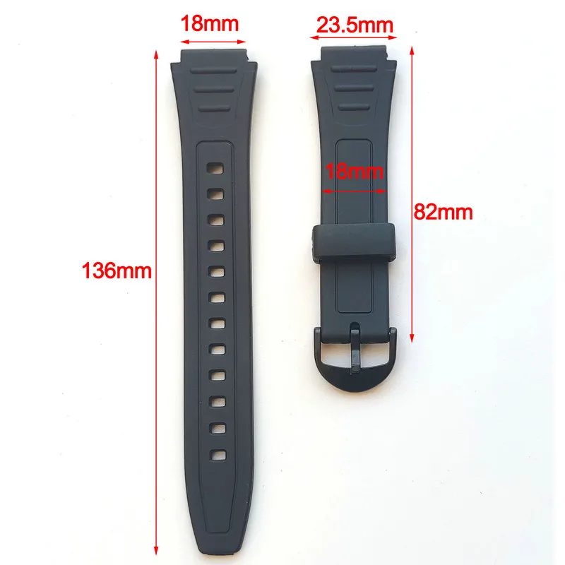 Alternative Replacement Watch Band Casio Strap Black Resin Rubber W-800H W-217H AQ-S800W