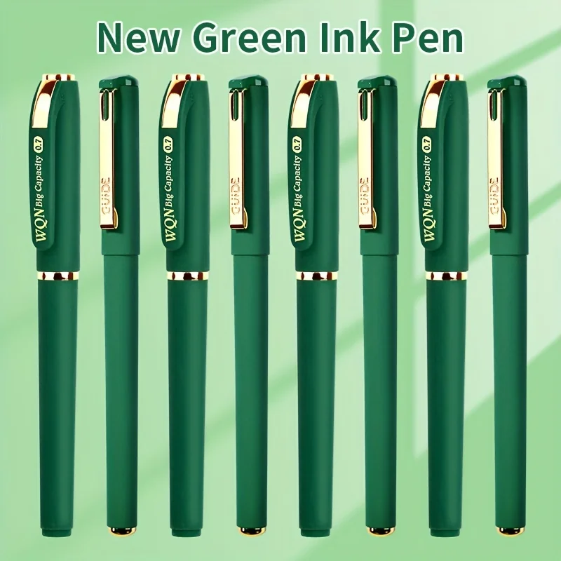 3pcs Green Ink Gel Pen, 1.0mm, For Writing, Large Capacity Refill, Office Supplies Back to Sochool Stationery