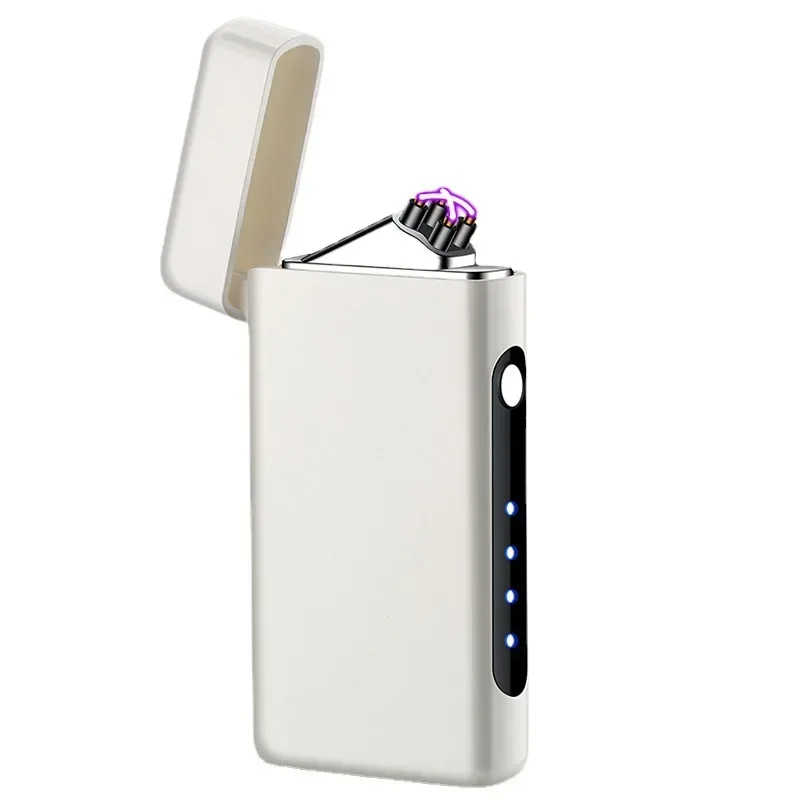 2024 New Windproof USB Type-C Charging Double Arc Lighter Gift Plasma Outdoor Pulse LED Display Screen Men\'s Gift Rechargeable