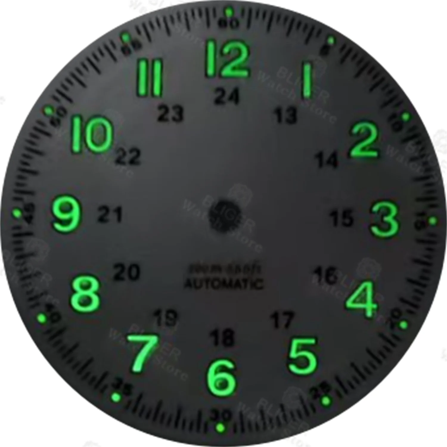 BLIGER 29mm 파일럿 화이트 시계 다이얼 및 손 세트 녹색 발광 NH35 NH36 ETA2824 2836 PT5000 무브먼트에 적합