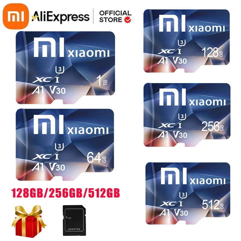 Новая карта памяти Xiaomi Micro TF SD 2 ТБ 1 ТБ 128 ГБ 256 ГБ 512 ГБ Высокоскоростная SD-карта класса 10 64 ГБ для планшетного дрона оригинал