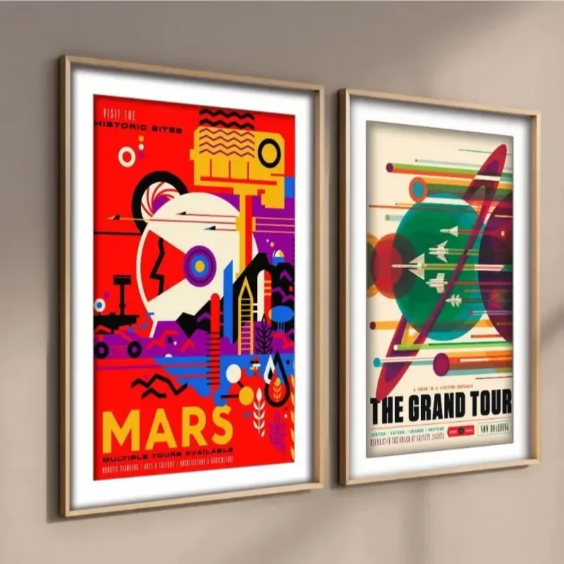 90 80S Retro Space Science Astronaut Fuzzybrain Posters Canvas Painting Wall Art Home for Living Kids Room Bedroom Decoration