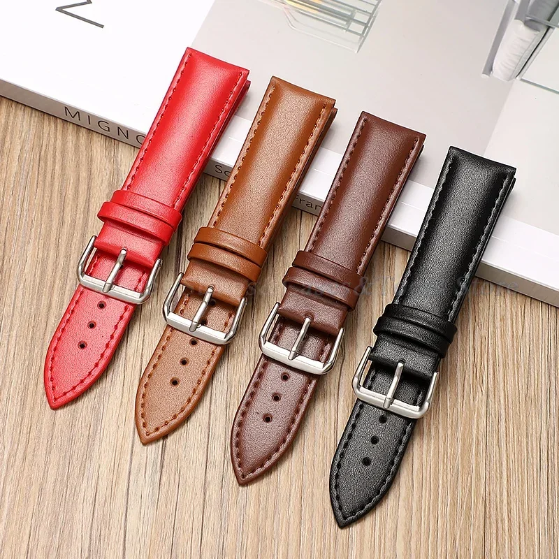 Leather Watch Band Strap 12/13/14/15/16/17/18/19/20/21/22/23/24mm Watchband for Huawei Watch Gt3/Gt2 Belt SmartWatch Bracelet