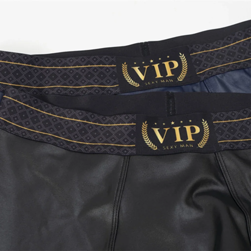 الرجال سراويل مرونة تقليد الجلود سراويل بوكسر الملابس الداخلية مثير نحيل السروال مثلي الجنس سيسي الانتفاخ الحقيبة جذوع الملابس الداخلية