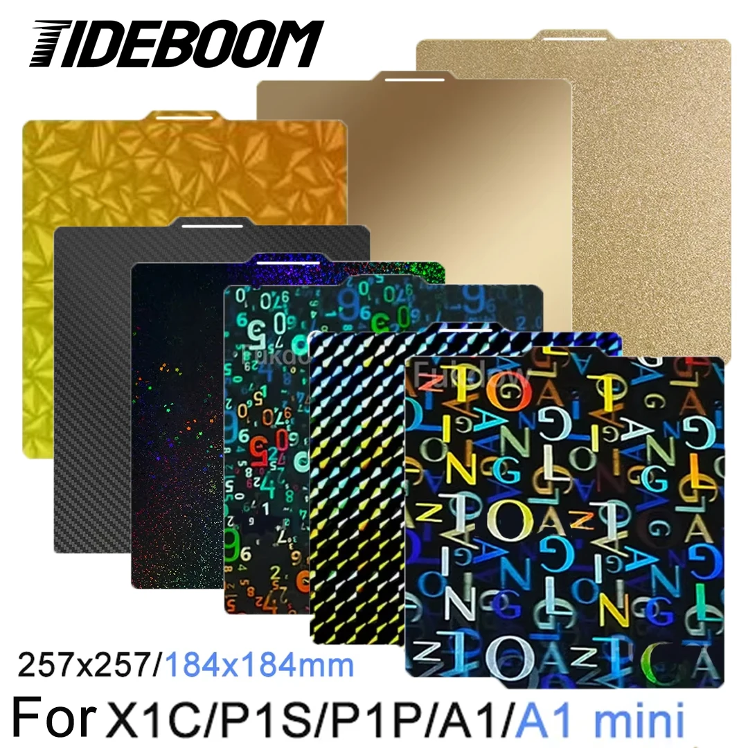 

Для Bambulab A1 Build Plate P1S X1C PEI Текстурированный 257x257 184x184 A1 Mini PEY PEO Лист Пружинная Сталь Для X1C Bambulab P1P Кровать