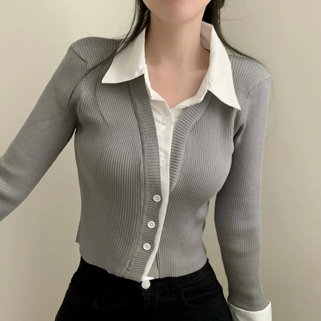 

Сексуальный ор-ирт Шикарный осенний антивозрастной вязаный топ Pure Desire Sweet And Spicy Girl в Корейском стиле для поездок на работу Long Sve для женщин