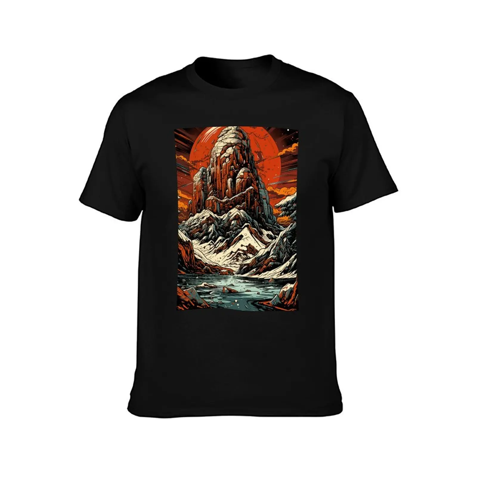 Glacial Monolith T-Shirt, Summer Casual Cotton Tee, Oversized Streetwear Tops, Vintage Graphic Print, Loose Fit Short Sleeve