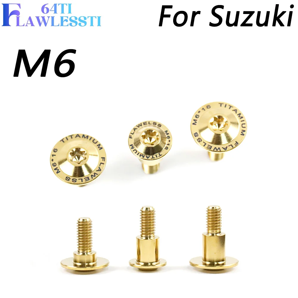 FLAWLESSTI M6 Gr5 Titanium Bolt Bodycover Fender Bolt  For Suzuki GSX-R1000
