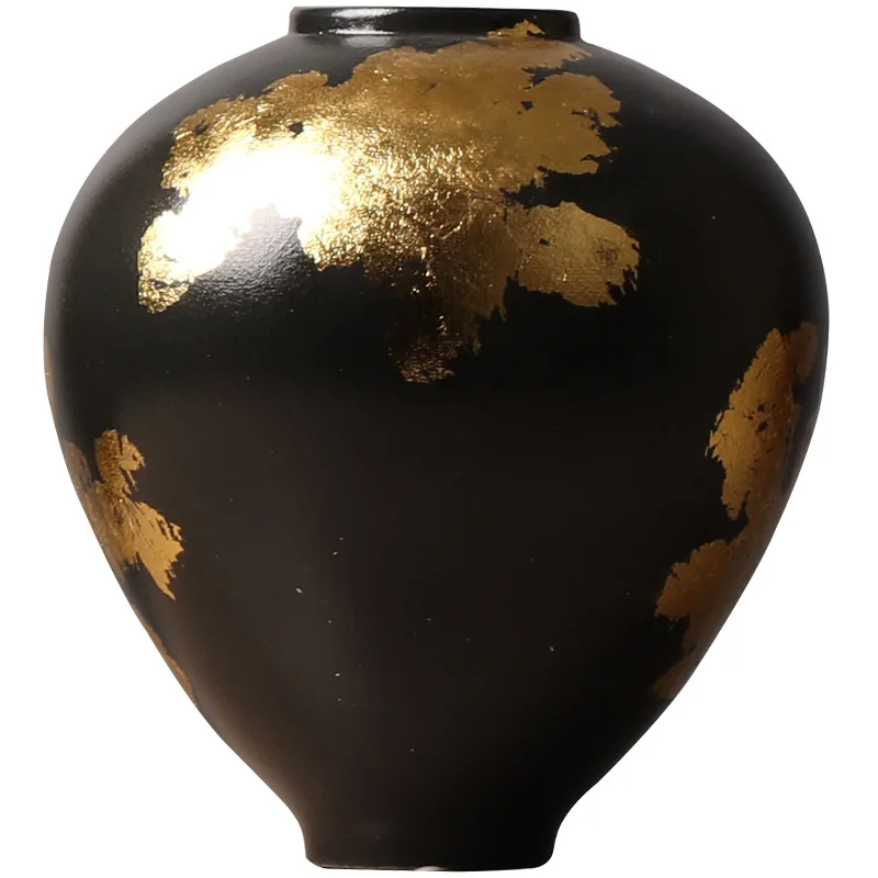 Chinese Ceramic Vase Irregular Golden Pattern Flower Vase Ceramic Handicrafts Flower Arrangement Accessories Home Decoration